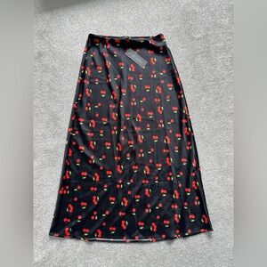 Satin midi skirt